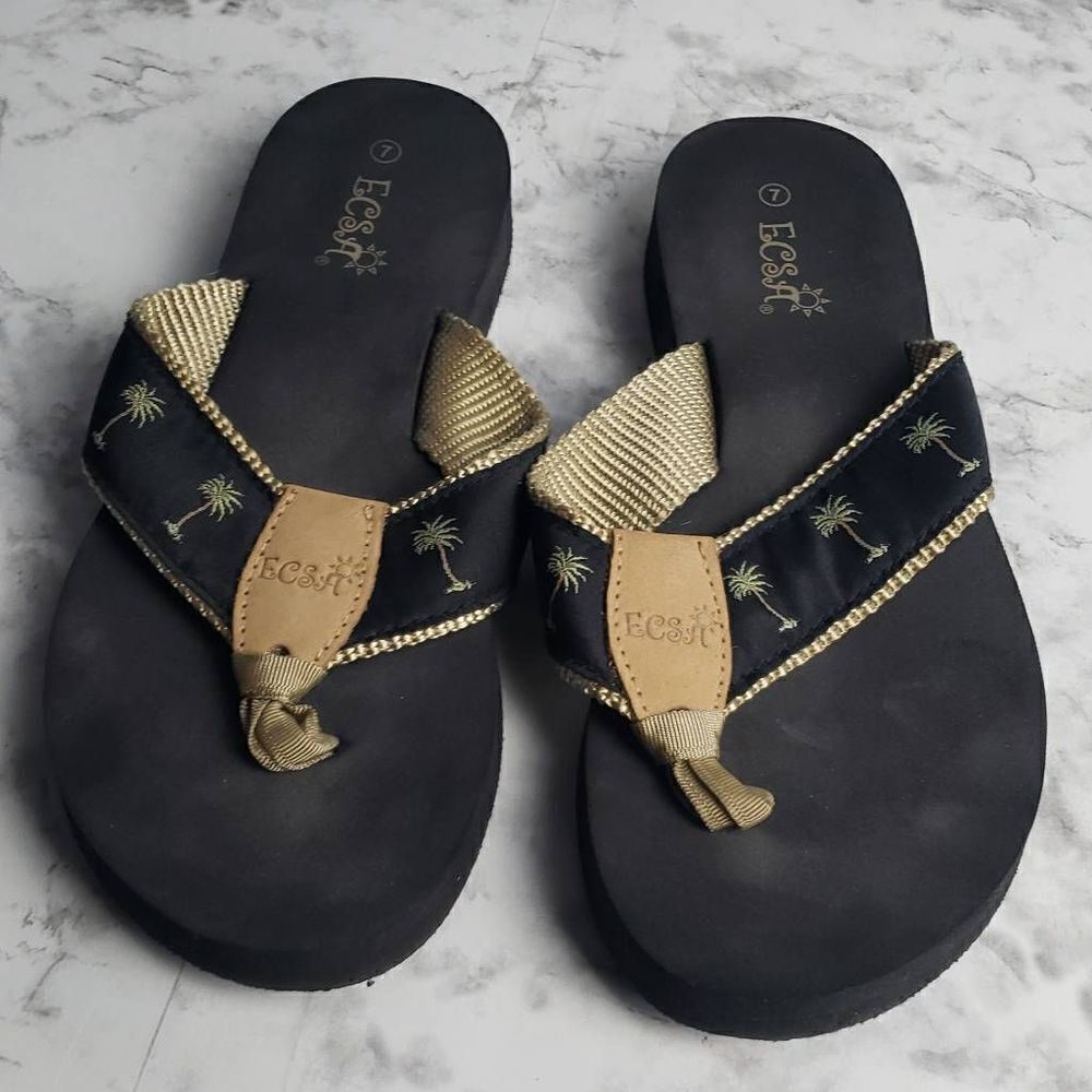 ECSA Palm Tree Flip Flops Sandals - Picture 9 of 9